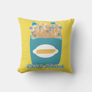 Chilli Fries or Chilly Fries Funny Cartoon Motto Cushion