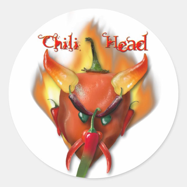 Chilli Head Devil Classic Round Sticker (Front)