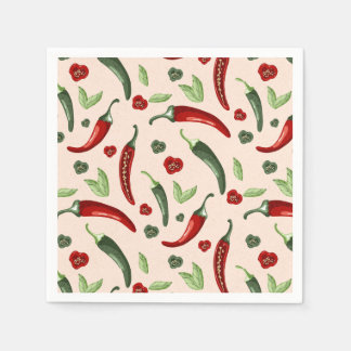 Chilli Pattern Cocktail Napkins | Fun Spicy Party