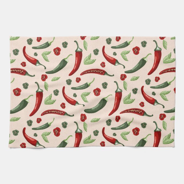 Chilli pattern  tea towel (Horizontal)