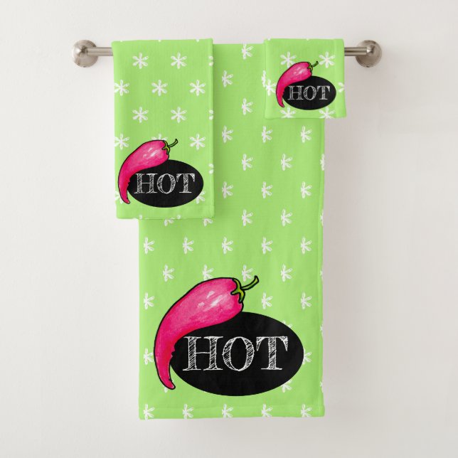 Chilli pepper bath towel set (Insitu)
