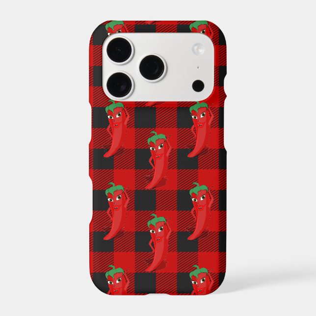 Chilli Pepper Buffalo Plaid Pattern Black and Red  (Back)
