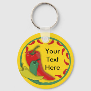 Chilli Pepper Group Circle Frame Key Ring
