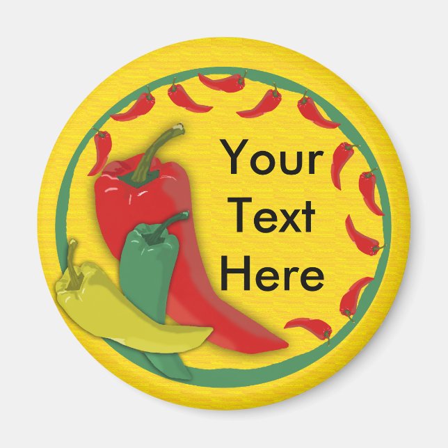 Chilli Pepper Group Circle Frame Magnet (Front)