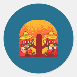 Chilli pepper mariachi band red chilis spicy food classic round sticker