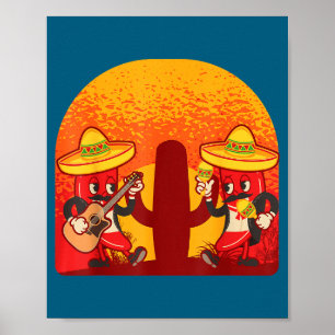 Chilli pepper mariachi band red chilis spicy food poster