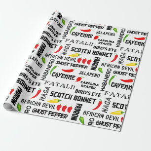 Chilli Pepper Names Pattern Jamaican Cooking Wrapping Paper