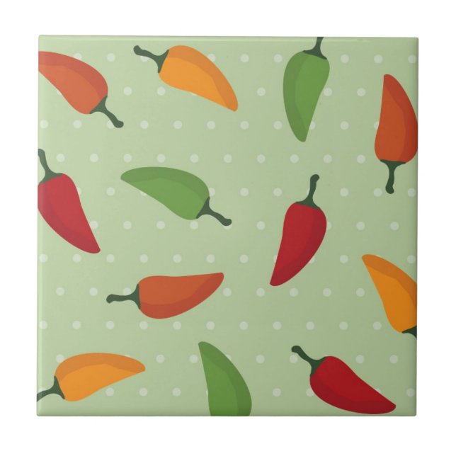 Chilli pepper pattern ceramic tile (Front)
