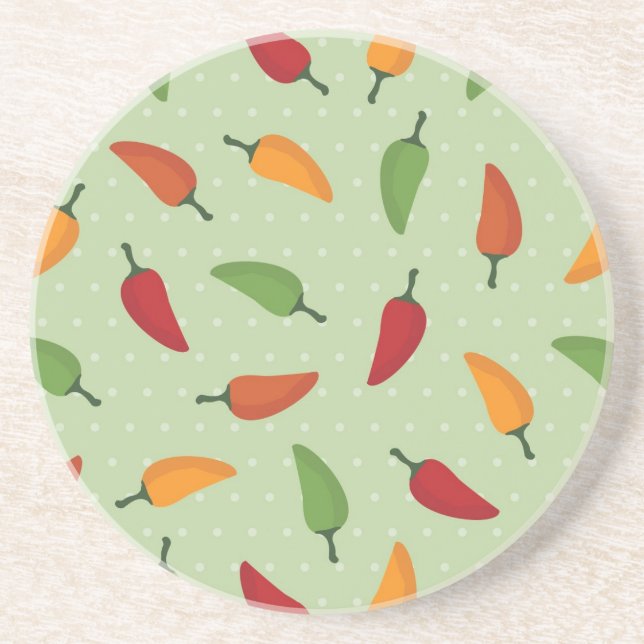 Chilli pepper pattern coaster (Front)