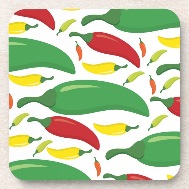 Chilli pepper pattern coaster (Front)
