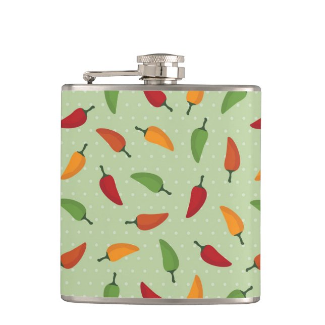 Chilli pepper pattern hip flask (Front)