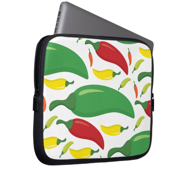 Chilli pepper pattern laptop sleeve (Front Right)