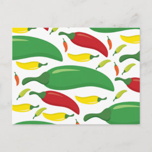 Chilli pepper pattern postcard