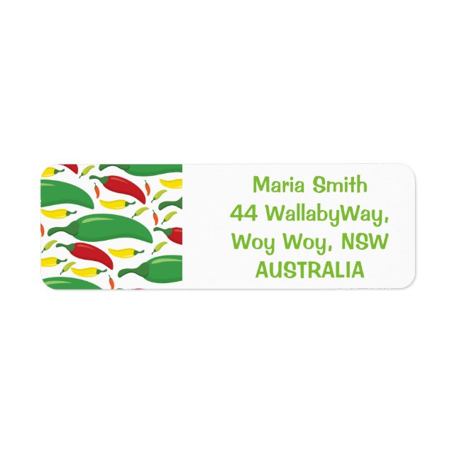Chilli pepper pattern return address label (Front)