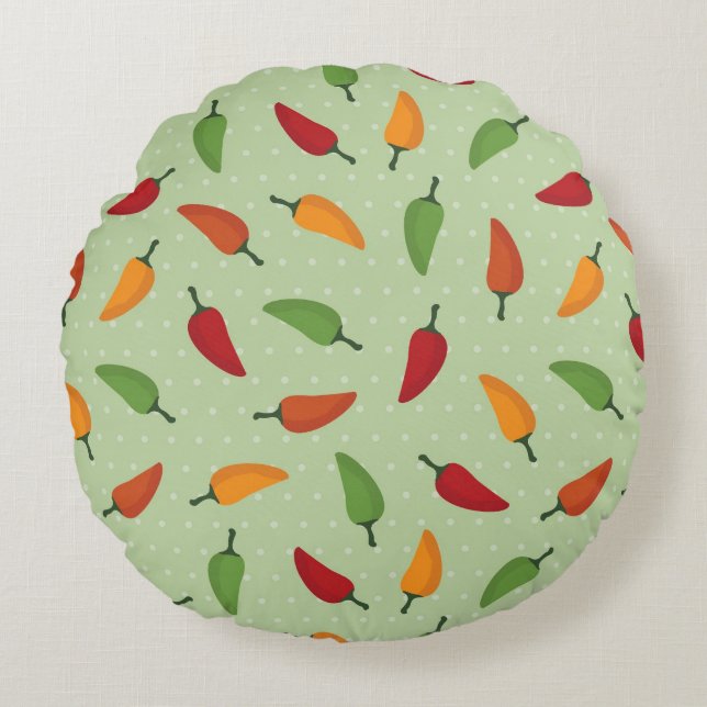 Chilli pepper pattern round cushion (Front)
