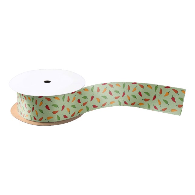 Chilli pepper pattern satin ribbon (Spool)