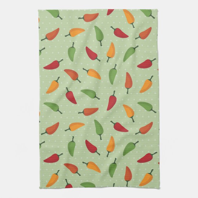 Chilli pepper pattern tea towel (Vertical)