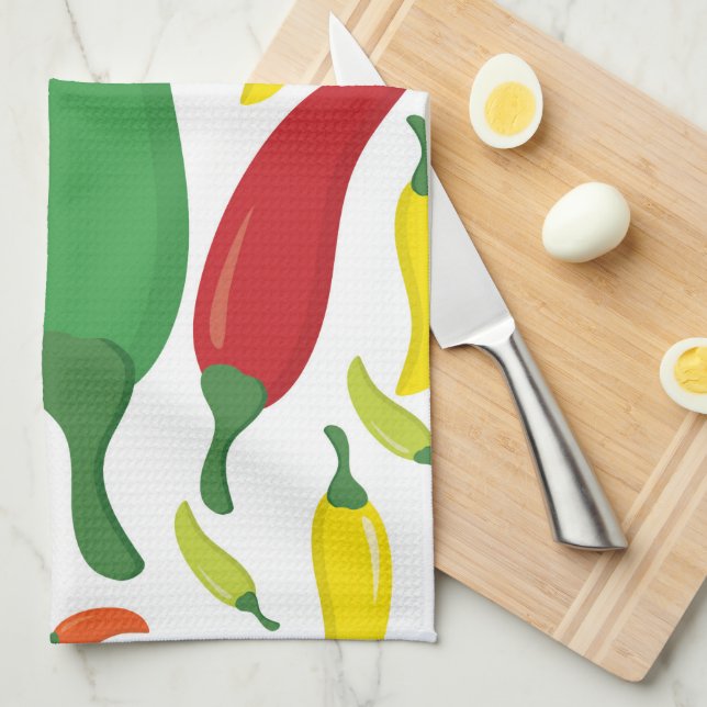 Chilli pepper pattern tea towel (Quarter Fold)
