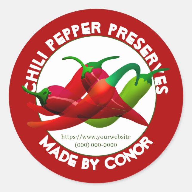 Chilli Pepper Preserves 3" Circle Classic Round Sticker (Front)