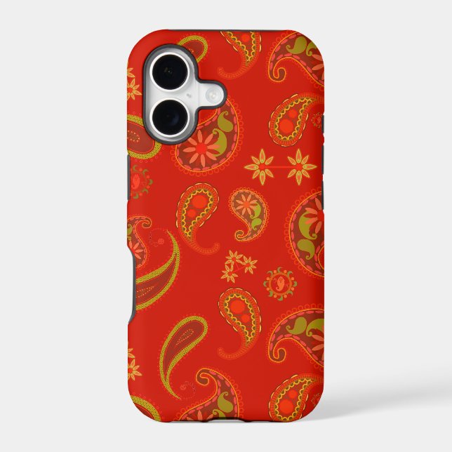 Chilli Pepper Red and Lime Green Paisley Pattern (Back)