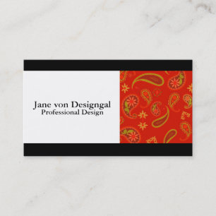 Chilli Pepper Red and Lime Green Paisley Pattern Business Card