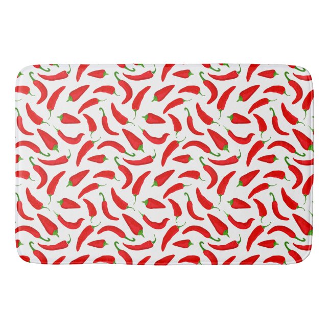 Chilli Pepper Red and White Bath Mat (Front)