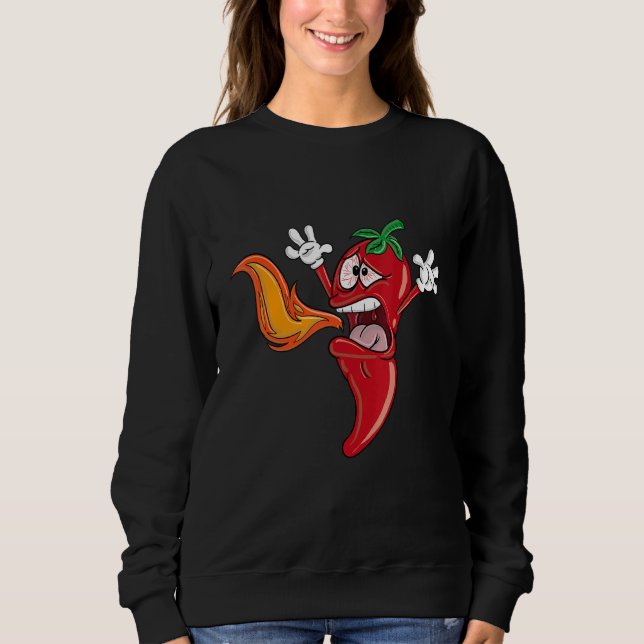 Chilli Pepper Speit Fire Hot Sauce  Chilli Sweatshirt (Front)