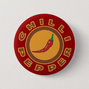 chilli pepper. spice 6 cm round badge