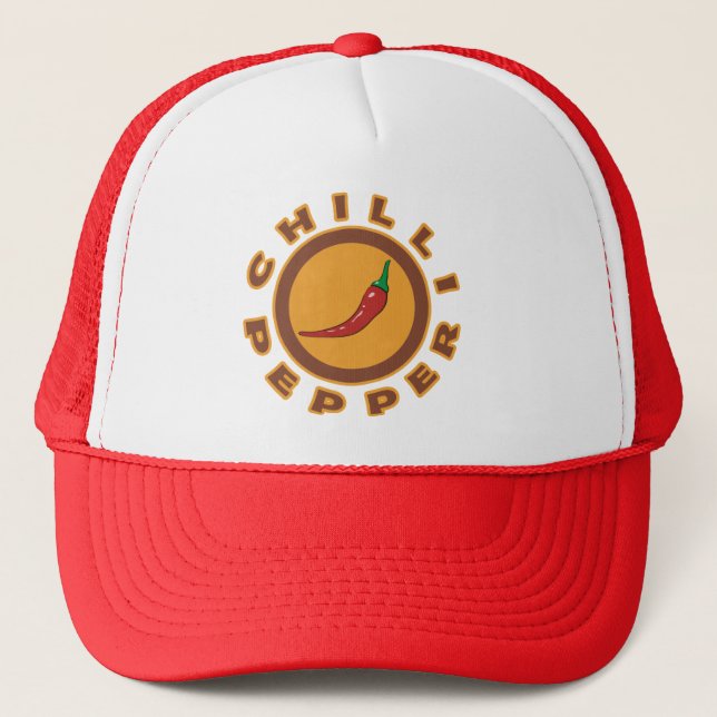 chilli pepper. spice trucker hat (Front)