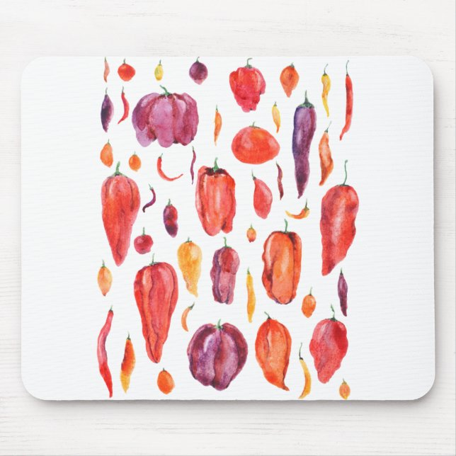 chilli pepper watercolor mouse pad (Front)