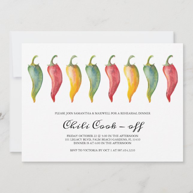 Chilli Pepper Wedding Rehearsal Dinner Invite (Front)