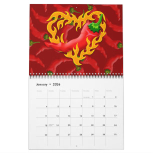 Chilli Pepper with Flame Heart Calendar