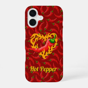 Chilli Pepper with Flame Heart iPhone Case
