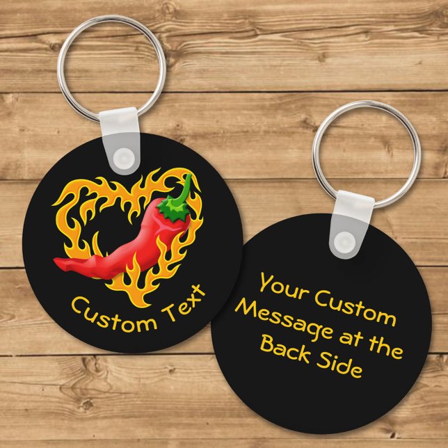 Chilli Pepper with Flame Heart Keychain (Creator Uploaded)