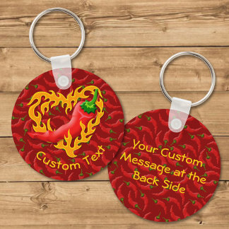Chilli Pepper with Flame Heart Keychain