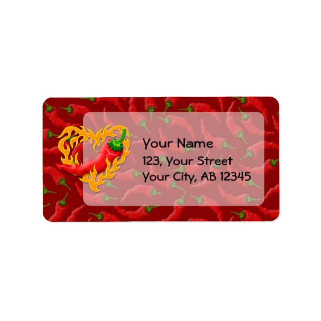 Chilli Pepper with Flame Heart Label (Front)