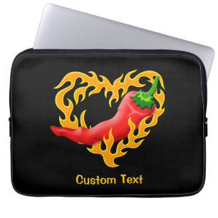 Chilli Pepper with Flame Heart Laptop Sleeve