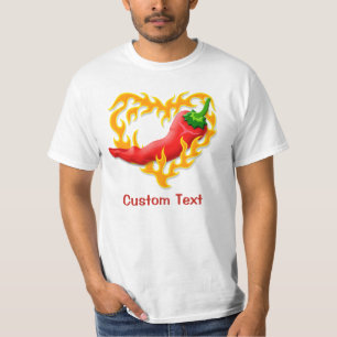 Chilli Pepper with Flame Heart T-Shirt