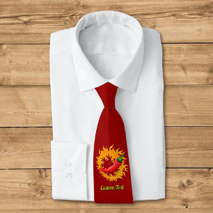 Chilli pepper with flame tie