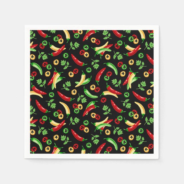 Chilli peppers and Cilantro  Napkin (Front)