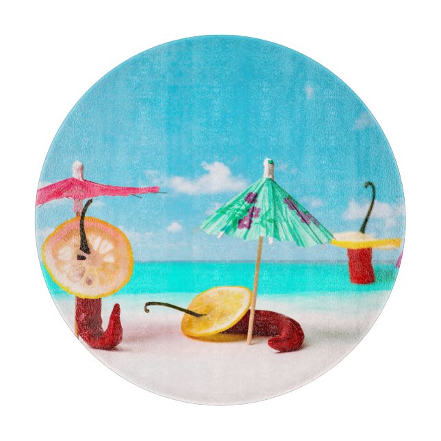 Chilli Peppers By The Sea Cutting Board (Front)