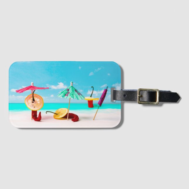 Chilli Peppers By The Sea Luggage Tag (Front Horizontal)