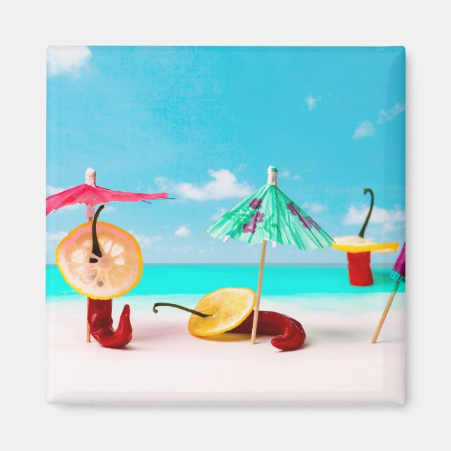 Chilli Peppers By The Sea Magnet (Front)