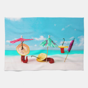 Chilli Peppers By The Sea Tea Towel