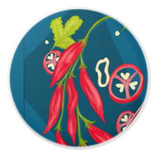 Chilli Peppers Ceramic Knob
