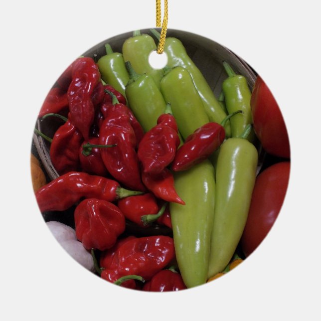 Chilli Peppers Ceramic Ornament (Front)