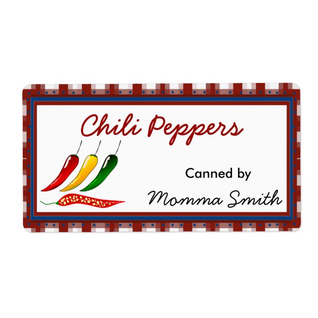 Chilli Peppers Custom Canning Labels (Front)