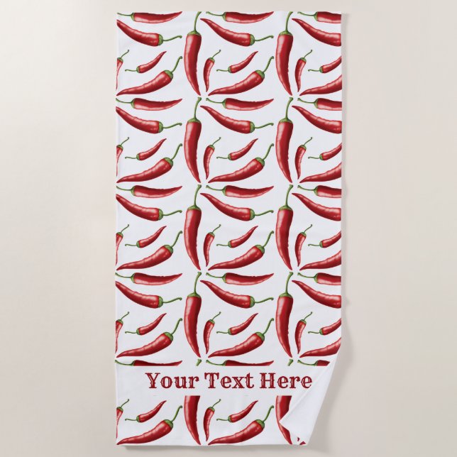 Chilli Peppers custom text beach towel (Front)
