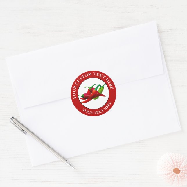 Chilli Peppers Custom Text Logo Icon 1.5 Classic Round Sticker (Envelope)