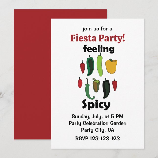 Chilli Peppers Feeling Spicy Fiesta Party Invitation (Front/Back)